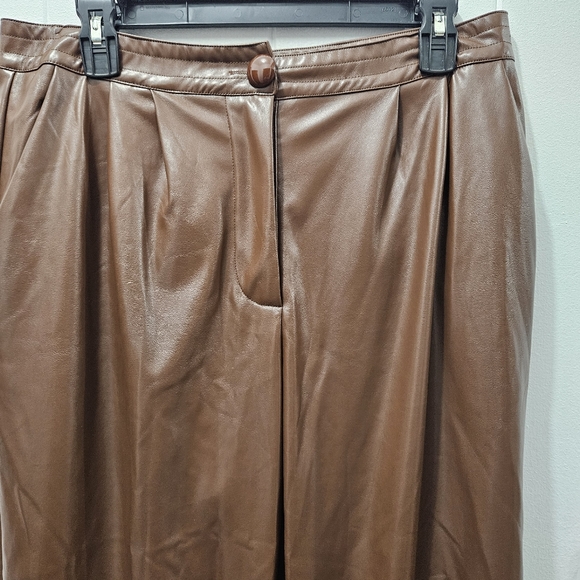 PRINCESS POLLY LOVE CLUB PANTS Brown Vegan Leather size US 12 - Picture 4 of 16
